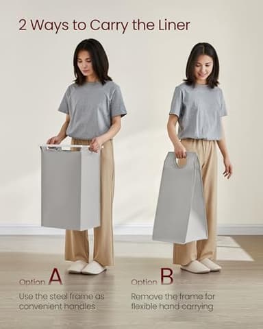 VASAGLE Laundry Hamper, Laundry Basket, Laundry Sorter with 3 Pull-Out and Removable Bags, Shelf, Metal Frame, 3 x 10.6 Gallons (40 L), 36.4 x 13 x 28.4 Inches, Dove Gray and Cloud White UBLH301W03 - Image 7