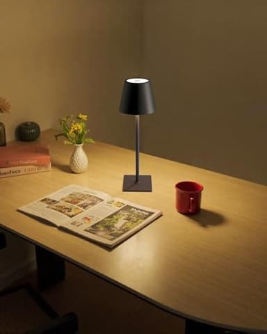 KDG 2 Pack Cordless Table Lamp, Portable LED Desk Lamps, 5000mAh Battery Operated, 3 Color Stepless Dimming Up, for Restaurant, Bedroom, Outdoor Camping, Coffee Shop, Night Light, Rechargeable (Black) - Image 9
