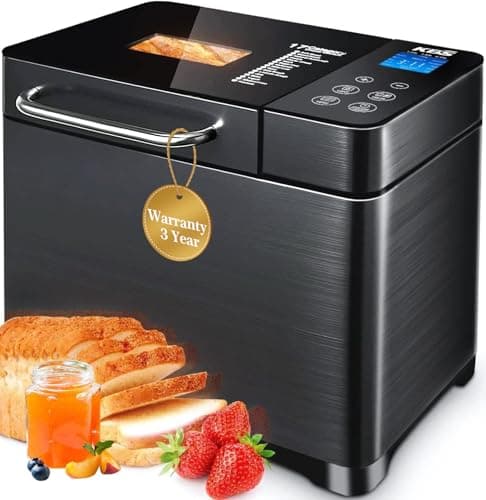 KBS 17-in-1 Bread Maker-Dual Heaters, 710W Machine Stainless Steel with Gluten-Free, Dough Maker,Jam,Yogurt PROG, Auto Nut Dispenser,Ceramic Pan& Touch Panel, 3 Loaf Sizes 3 Crust Colors,Recipes - Image 1