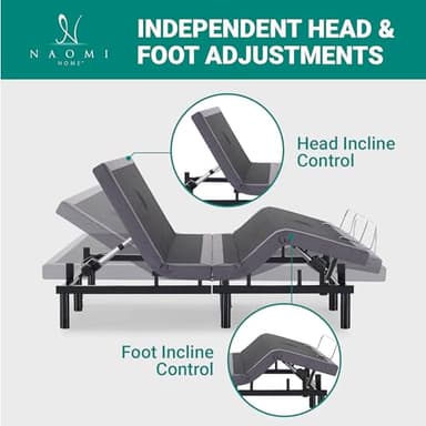 Naomi Home Idealbase Queen Adjustable Bed Base with Massage, USB Ports, Under-Bed Light, Wireless Remote, 800 lb Capacity, Gray Metal Frame, Easy Assembly for Enhanced Comfort and Relaxation - Image 3