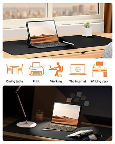 YSAGi Leather Desk Protector, Office Mat, Large Mouse Mat, Non-Slip PU Leather Blotter, Laptop Desk Mat, Waterproof Writing Pad for Office and Home (Black, 31.5" x 15.8") - Image 6
