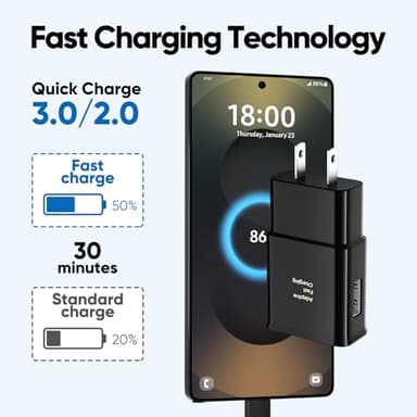 Android Phone Charger, Samsung Charger Fast Charging Cord with 6.6ft Type C Cable for Samsung Galaxy S25Ultra/S25/S24/S23/S23 Ultra/S22/S21/S20/S20+/S10/S10+/S10e/S9/S9+/S8/S8Plus/Note 8/9/10/20 - Image 2