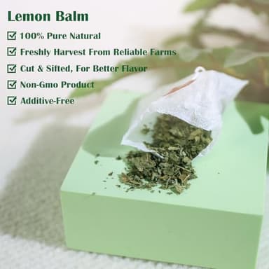 TEARELAE - Lemon Balm Tea Bag - 1.5g X 50 Count - Pure Natural Dried Lemon Balm Herb - Premium Lemon Balm Leaf for Calming and Digestion Support - Caffeine-free - Non-GMO - Image 3