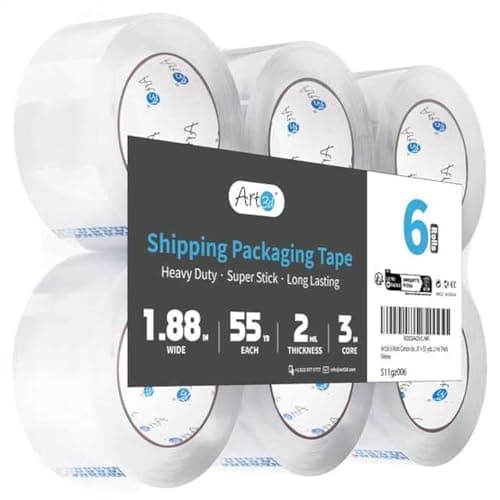 Art3d 6 Rolls Carton Sealing Tape Heavy Duty, Clear Packing Tape, 1.88" x 55 yds, 2 mil Thick - Image 1