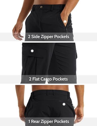 MAGCOMSEN Workout Shorts Men with Pockets Cargo Shorts Basketball Shorts Fishing Long Shorts Sweat Shorts Hiking Pants Mens 3/4 Capri Pants Black - Image 4