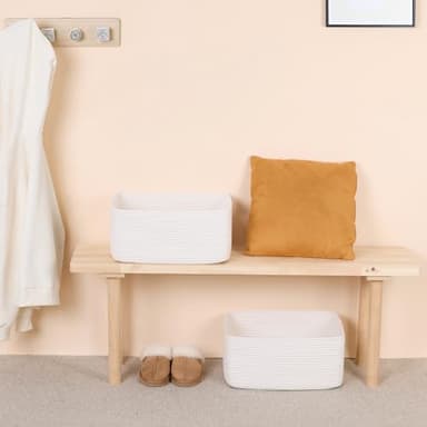 MiniArk Large Storage Baskets for Shelves, Closet Organizers Bins for Clothes Blanket Towels, Baby Nursery, Toy Baskets Box, Woven Rope Baskets, 17 x 13 x 7.5”, 2 Packs Off White - Image 6