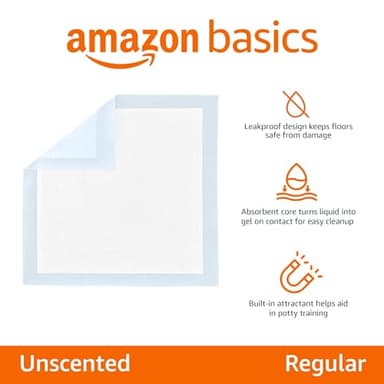 Amazon Basics Dog and Puppy Pee Pads, 5-Layer Leak-Proof Super Absorbent, Quick-Dry Surface, Potty Training, Regular (22x22"), 100 Count, Blue & White - Image 2