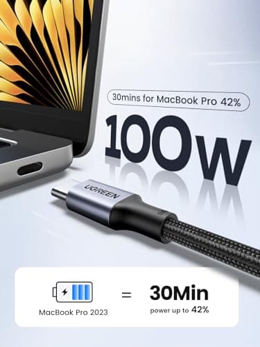 UGREEN USB C to USB C Cable, 100W 2-Pack USB C Charger Cable for iPhone 17/17 Plus/17 Pro/17 Pro Max, MacBook Pro, iPad Pro, Dell XPS, Samsung Galaxy S25/S24/S23 Ultra, Switch, Pixel, 10FT Black - Image 2
