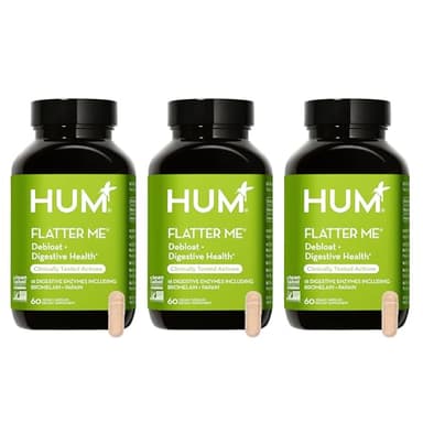HUM Flatter Me Digestive Enzymes for Women & Men, Digestive Health Bloating Supplement with Ginger & Peppermint Leaf, Fast Acting Anti Bloat Pills Multi Enzyme for Debloating, Vegan,180 Capsules - Image 1