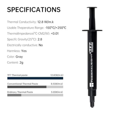 Thermalright TF7 Thermal Paste - 12.8W/m.k Heatsink Compound 2 Gram | High Durability | for All heatsinks CPU Coolers | 1-Pack - Image 4