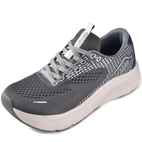 JACKSHIBO Wide Toe Box Shoes Women Arch Support Wide Sneakers for Running Walking Athletic Tennis Orthopedic Plantar Fasciitis Workout with Thick Cushion Zero Drop Sole Width Shoes Grey - Image 1