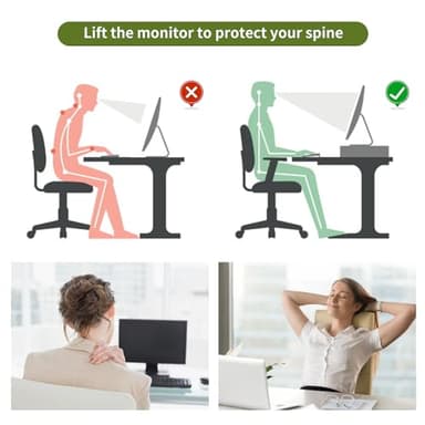 gianotter Desk Organizers and Accessories, Monitor Stand with Drawer and 2 Pen Holder, Desktop Organizer Suitable for Offices and Dormitories (White) - Image 3