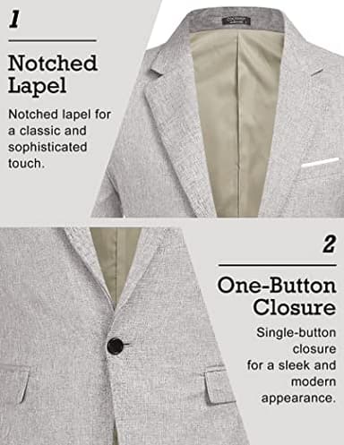 COOFANDY Men's Casual Suit Blazer Jackets Lightweight Sports Coats One Button Sky Grey - Image 3