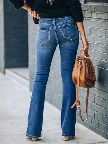 KUNMI Women's High Waisted Bell Bottom Bootcut Jeans Flare Wide Leg Stretch Trendy Jeans - Image 6