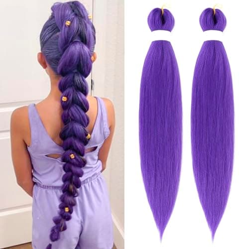 Purple Pre-stretched Braiding Hair Extension for Braids Yaki Synthetic Crochet Braiding Twist Hair Halloween Costume Cosplay (Purple, 24 Inch) - Image 1