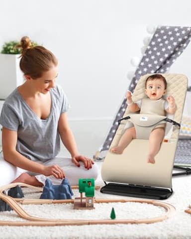 Pesticide Baby Bouncer, Bouncer Seat for Babies 0-12 Months,Ergonomic Baby Seat Breathable and Comfortable Cushion with 3-Height Adjustments, Pesticide Infant Rockers Portable Folding and Detachable - Image 7