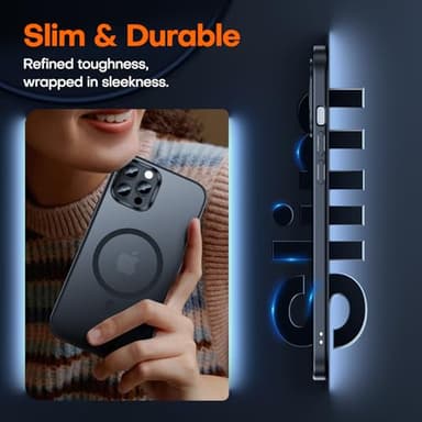 TAURI for iPhone 12 Pro Max Case, Compatible with Magsafe, [Military-Grade Protection] with 2X Screen Protectors, Slim Matte Case for iPhone 12 Pro Max, Frosted Black, 6.7" - Image 6