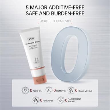 VGO Painless Hair Removal Cream for Women & Men, Hair removal cream for body, back & legs, All Skin Types, 4.06oz w/Spatula - Image 4