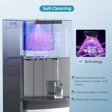 Euhomy Self-Cleaning Bottom Loading Water Dispenser, 3 Temperatures - Cold/Hot/Warm, with Child Lock, Display Light, Suitable for Apartments, Schools, Companies, Black - Image 6