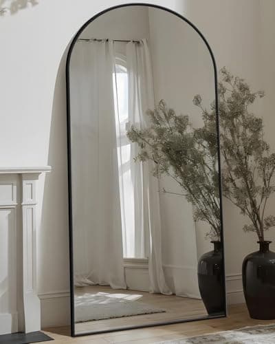 Antok Full Length Mirror, 76"x34" Floor Mirror with Stand, Hanging Mounted Mirrors for Bedroom, Living Room, Cloakroom, Dining Room, Black, Arched - Image 1