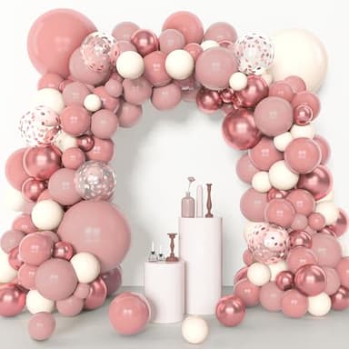 Amandir 153pcs Dusty Pink Balloon Garland Arch Kit, Different Sizes 18 12 10 5 inch Pink White Sand Metallic Confetti Pink Balloons for Girl Baby Shower Birthday Boho Party Decorations - Image 5