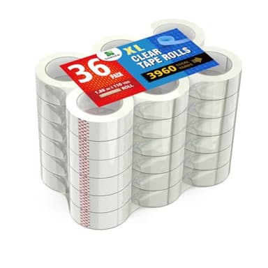 DowDew Clear Packing Tape, [36 Pack] Heavy Duty Packaging Tape 1.88 Inch x 110 Yards Ultra Strong Refill Rolls for Shipping Mailing Moving 3,960 Total Yards - Image 1