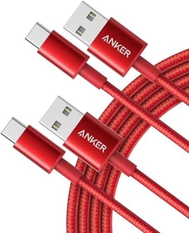 Anker Cable [2 Pack, 6FT], USB A to USB C Cable for iPhone 17 Series,Samsung Galaxy S10 S10+, LG V30, Beats Fit Pro and More (Red) - Image 1