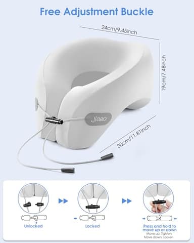 jiaao Travel Pillow, Neck Pillow Airplane, Plane Pillow Memory Foam Travel Neck Pillow with 360° Head and Neck Support, Portable Travel Essential Suitable for Airplane, Car, Train, or Bus Trip - Image 9