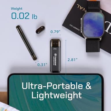 Transcend 256GB External SSD, Up to 1,050MB/s, Dual USB Flash Drive for iPhone&iPad&Mac, Windows&Android, Tablet&PC, Smart TV, USB 3.2 Gen 2 Thumb Drive Photo Stick, 2-in-1 Type C &Type A Memory Stick - Image 8