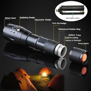 2 Pack Flashlights High Lumens, 5 Modes Zoomable LED Tactical Flashlight, Waterproof Handheld Flash Light for Camping Home Emergencies, Christmas Stocking Stuffers Gifts for Men, Camping Essentials - Image 3