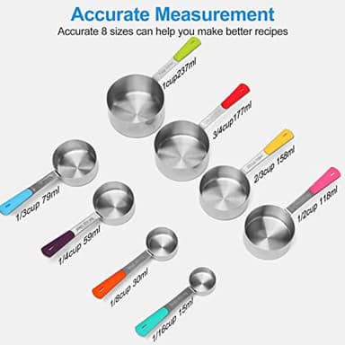 Bopei Stainless Steel Measuring Cups Set (8Cups) - Image 2