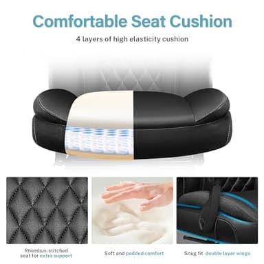 Executive Leather Office Chair, Big and Tall Office Chair with Footrest Home Office Desk Chairs, Ergonomic Computer Desk Chair with Lumbar Support, Reclining Desk Chair with Adjustable Angle - Image 6