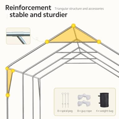 ADVANCE OUTDOOR 12x20 ft Heavy Duty Carport Potable Car Canopy Garage Party Tent Boat Shelter, Adjustable Height from 9.5 ft to 11 ft, Beige - Image 3