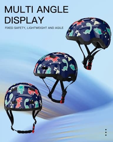 Toddler Bike Helmet 3-5 Years Old- with 12 Vents & Dual Liner (0.16"+0.28") - Adjustable Dial Fit (48-53cm) (S,Dinosaur) - Image 8