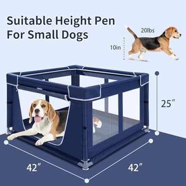 Puppy Playpen Indoor for Dog Small Pets, Dog Playpen 42x42 x25 inch, Dog Play Pen Indoors with Gate, Oxford Fabric Pet Exercise pens for Puppy, Anti-Tipping Dog Enclosure with Zipper Door - Image 6