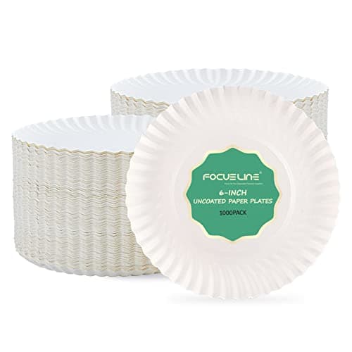FOCUSLINE 6 Inch Paper Plates 1000 Count, White Paper Plates Uncoated, Everyday Disposable Dessert Plate 6" Small Plate Bulk 1000 Count - Image 1