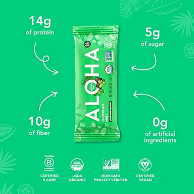 ALOHA Organic Plant Based Protein Bars, Chocolate Mint, 1.98 Oz (Pack of 12) - Image 3