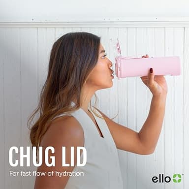 Ello Syndicate 20oz Reusable Glass Water Bottle with One-Touch Leak Proof Flip Lid, Protective Non-Slip Silicone Sleeve, Carry Loop for Coffee, Tea and Water, BPA-free, Dishwasher Safe, Cashmere Pink - Image 4