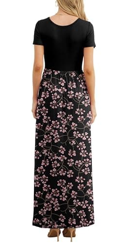 GRECERELLE Womens Maxi Dresses Summer Loose Soft Knit Long Dress for Work House Dress M, Flower Red - Image 6
