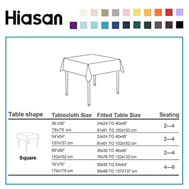 Hiasan 2 Pieces White Square Tablecloth - Waterproof and Spillproof Restaurant Washable Polyester Table Cloth for Dining Room, 30 x 30 Inch - Image 5