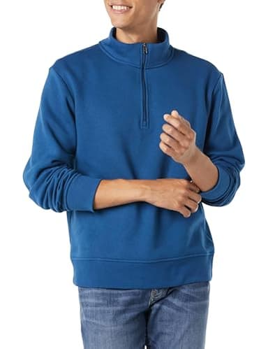 Amazon Essentials Men's Long-Sleeve Quarter-Zip Pullover Fleece Sweatshirt, Teal Blue, X-Small - Image 1