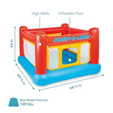 Intex Inflatable Jump-O-Lene Trampoline Bounce House with Crawl-Thru Door & Net - Indoor & Outdoor Backyard Blow-Up Bouncy Playhouse for Kids Ages 3-6 - Image 2