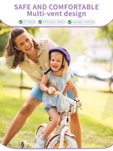 XJD Toddler Helmet Kids Bike Helmet for Infant/Baby Multi-Sport Adjustable Skateboard for Kids Boys Girls Lightweight for Age 1 and Older (Light Purple, X-Small: 18.11"-20.08" / 46-51 cm) - Image 4
