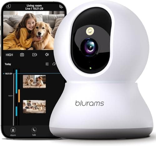blurams Indoor Camera 2K, Cameras for Home Security 5G&2.4GHz, 360° Pet Camera w/Motion Tracking, Phone App, 2-Way Audio, IR Night Vision, Siren, Works with Alexa & Google Assistant - Image 1