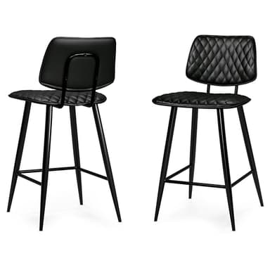 SIMPLIHOME Raya Contemporary 16 inch Counter Height Stool (Set of 2) in Black Vegan Faux Leather for The Dining Room and Kitchen - Image 1