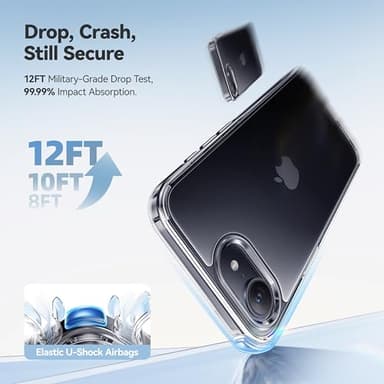CASEKOO for iPhone 16e Case Crystal Clear, [12FT Military-Grade Protection][Never Yellow Technology] Transparent Slim Cover Women Men for iPhone 16e PhoneCase 6.1 inch, Clear - Image 3
