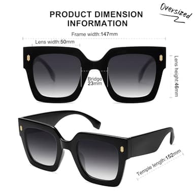 SOJOS Vintage Oversized Square Sunglasses for Women,Retro Womens Luxury Big Large Sun Glasses UV400 SJ2194C1 Black - Image 4