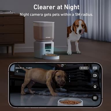 Automatic Dog & Cat Feeder with Camera & WiFi – 8L/34 Cups, 1080P Night Vision, 2.4 & 5G WiFi, 2-Way Talk, 10s Voice Recording, Timed Food Dispenser, Up to 99 Portions, 15 Meals Per Day - Image 4
