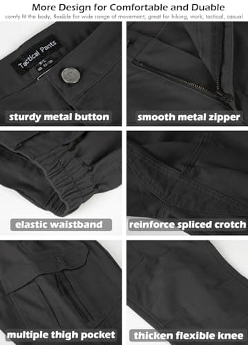 NAVEKULL Men's Tactical Pants Lightweight Stretch Flex Work Pants Cotton Relaxed Fit Cargo Pants Multi Pocket EDC Utility Construction Pants Military Combat Trousers Outdoor Hiking Pants Black - Image 7