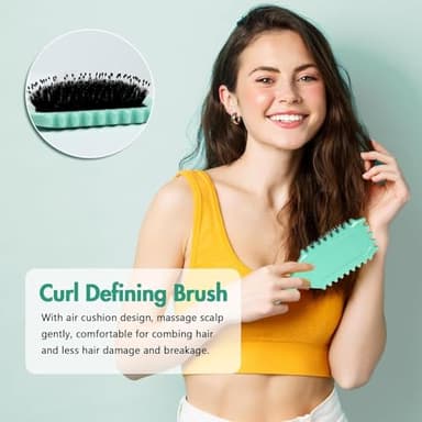 Curl Defining Brush, Curly Hair Brush for Combing and Shaping Curls, Unisex, Green, 1Pcs - Image 4